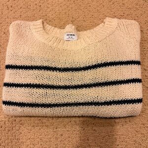 Cotton On Beige and Black Striped Crew Neck Sweater